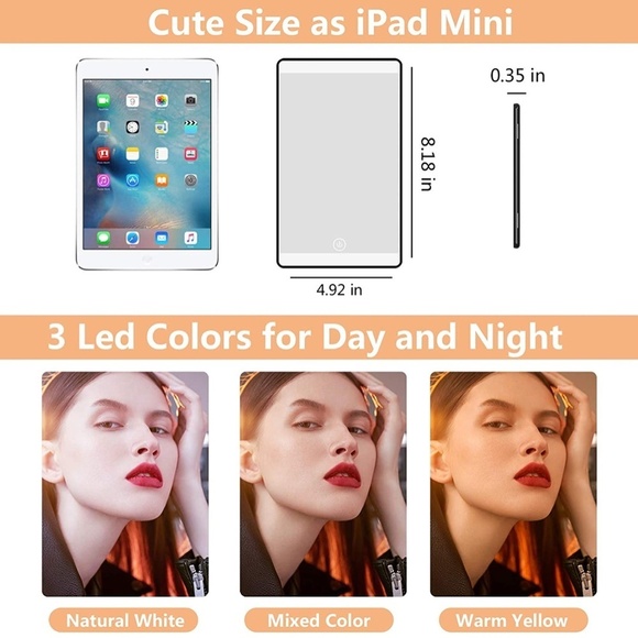 Car Visor Vanity Mirror with LED Light (3 in 1) - Picture 5 of 12